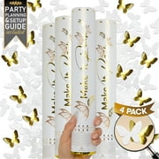 PRIMEPURE Confetti Poppers 4 Pack | Easy-to-Use White and Gold Butterfly Confetti Poppers